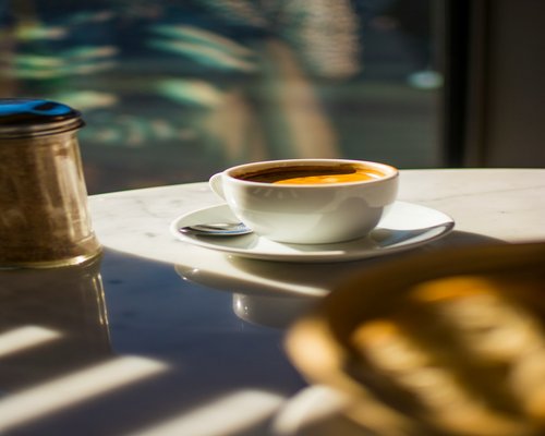 A quiet morning setting with coffee